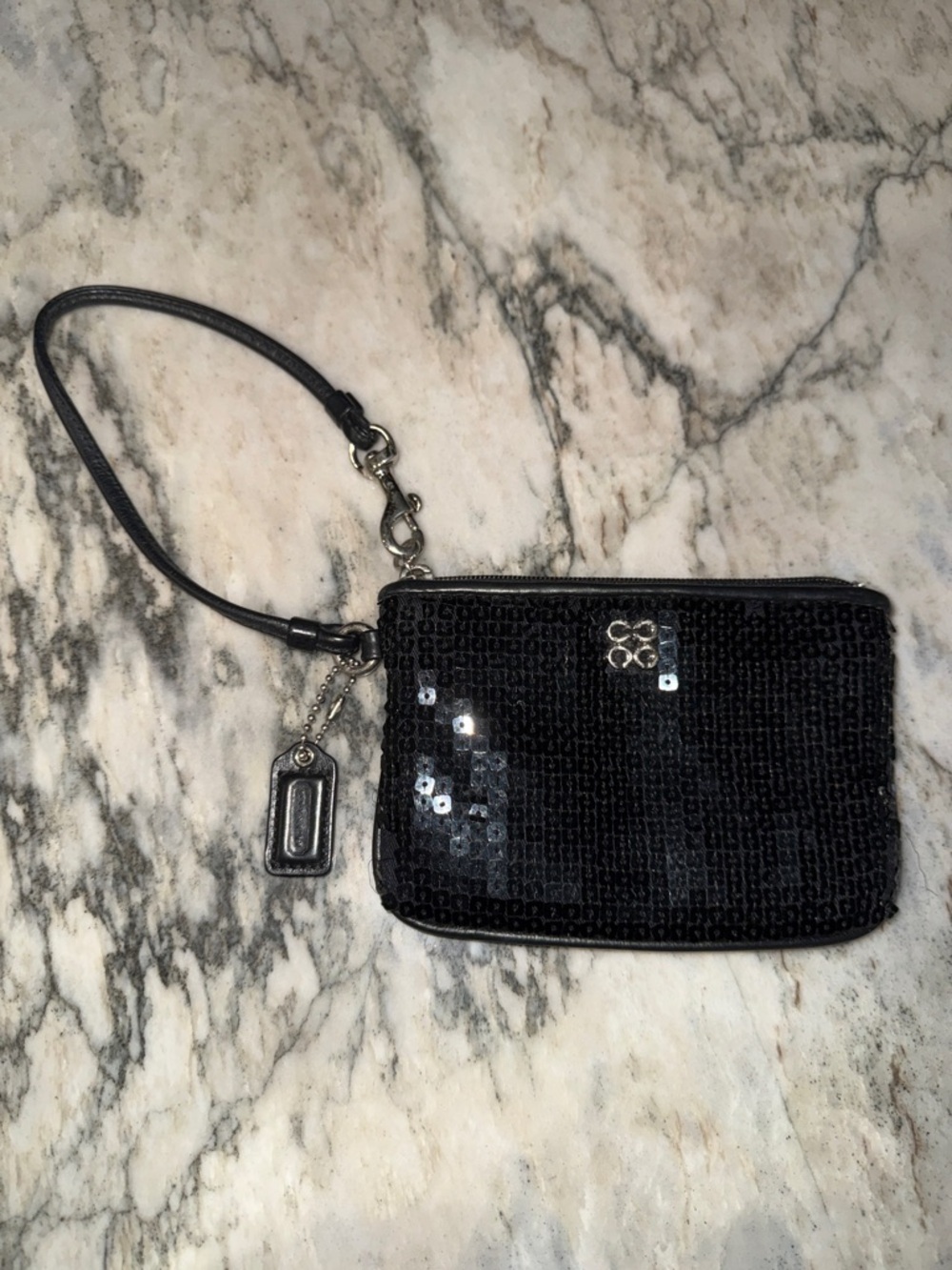 Coach Black Sequin Wristlet Clutch Vintage